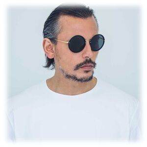 New Linda Farrow Lux Tracy Round Sunglasses LFL239SUN In Black & Gold